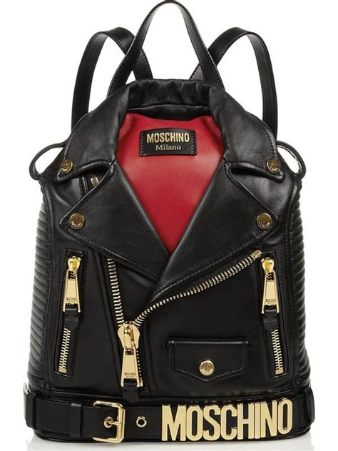 moschino biker jacket backpack replica|Jeremy Scott’s Moschino Biker Leather Jacket Backpacks and Bags.